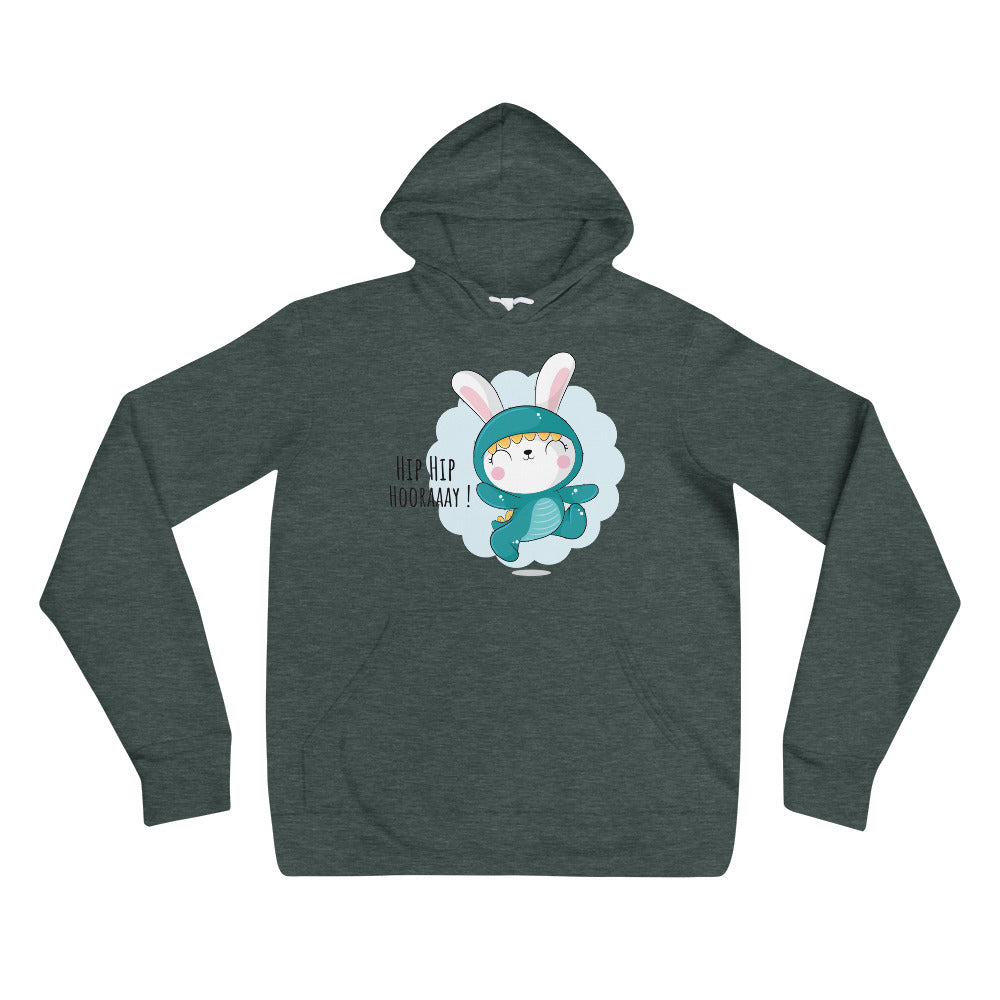Green rabbit - HIP HIP HOORAAAY | Unisex Pullover Hoodie | Bella + Canvas 3719
