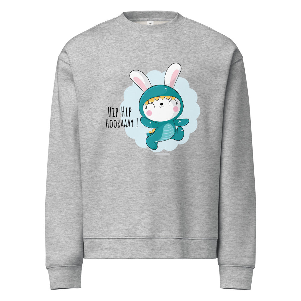 Green rabbit - HIP HIP HOORAAAY | Unisex Relax Crew Neck Sweatshirt | AS Colour 5160