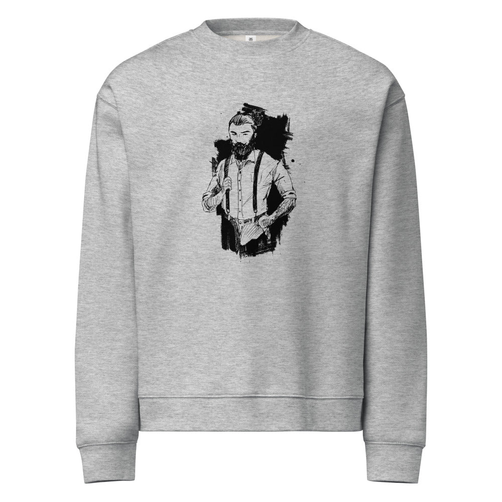 Black & White bearded man suit | Unisex Relax Crew Neck Sweatshirt | AS Colour 5160