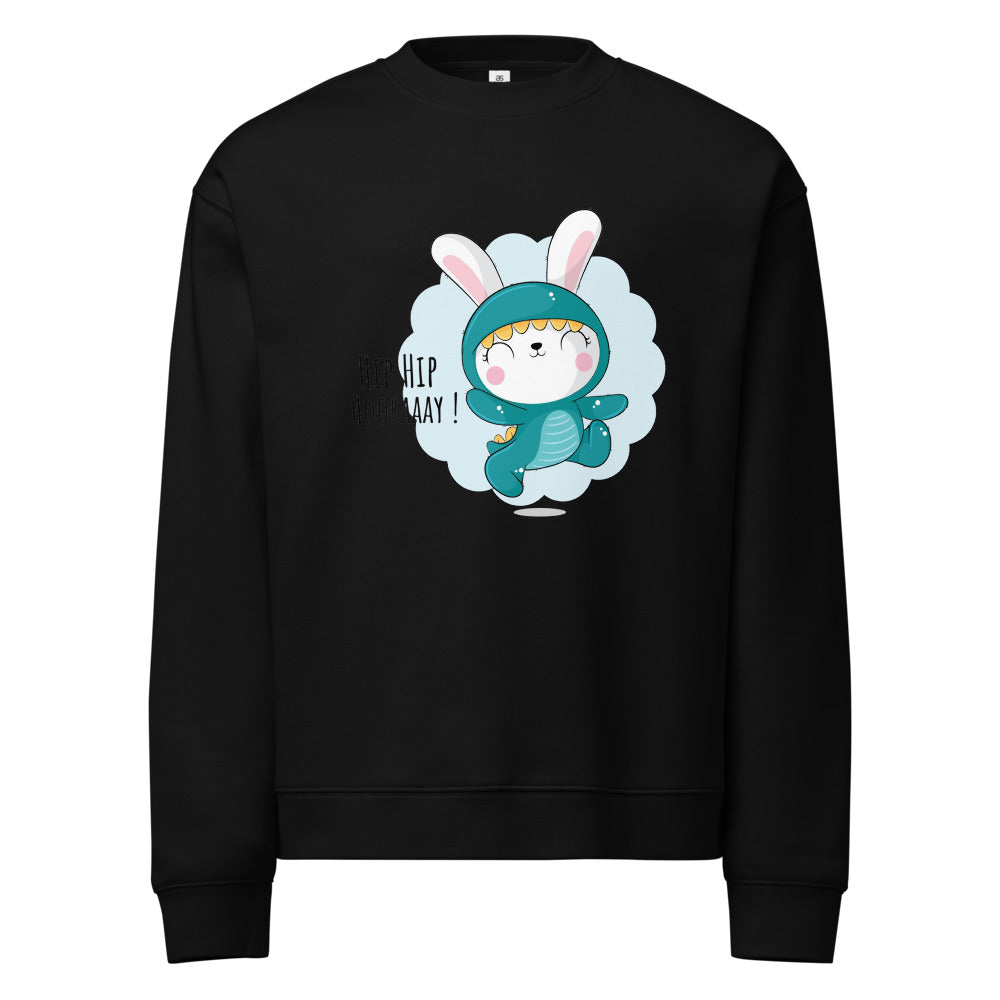Green rabbit - HIP HIP HOORAAAY | Unisex Relax Crew Neck Sweatshirt | AS Colour 5160