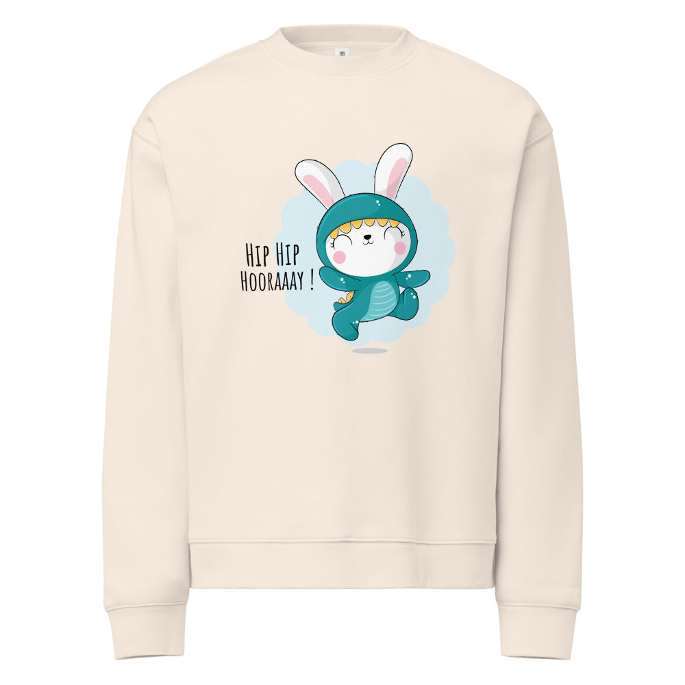 Green rabbit - HIP HIP HOORAAAY | Unisex Relax Crew Neck Sweatshirt | AS Colour 5160