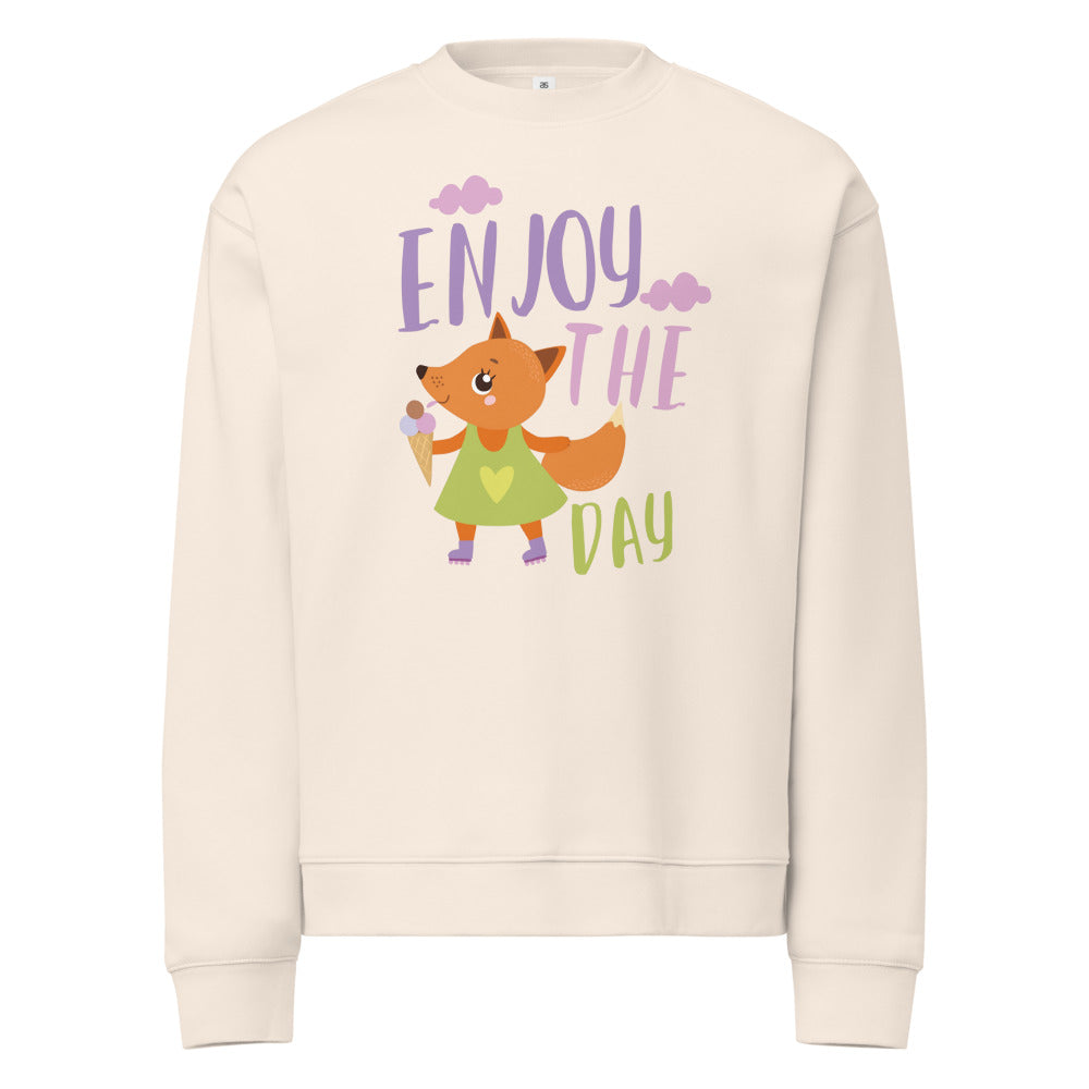 Orange fox - Ẹnoy the day | Unisex Relax Crew Neck Sweatshirt | AS Colour 5160