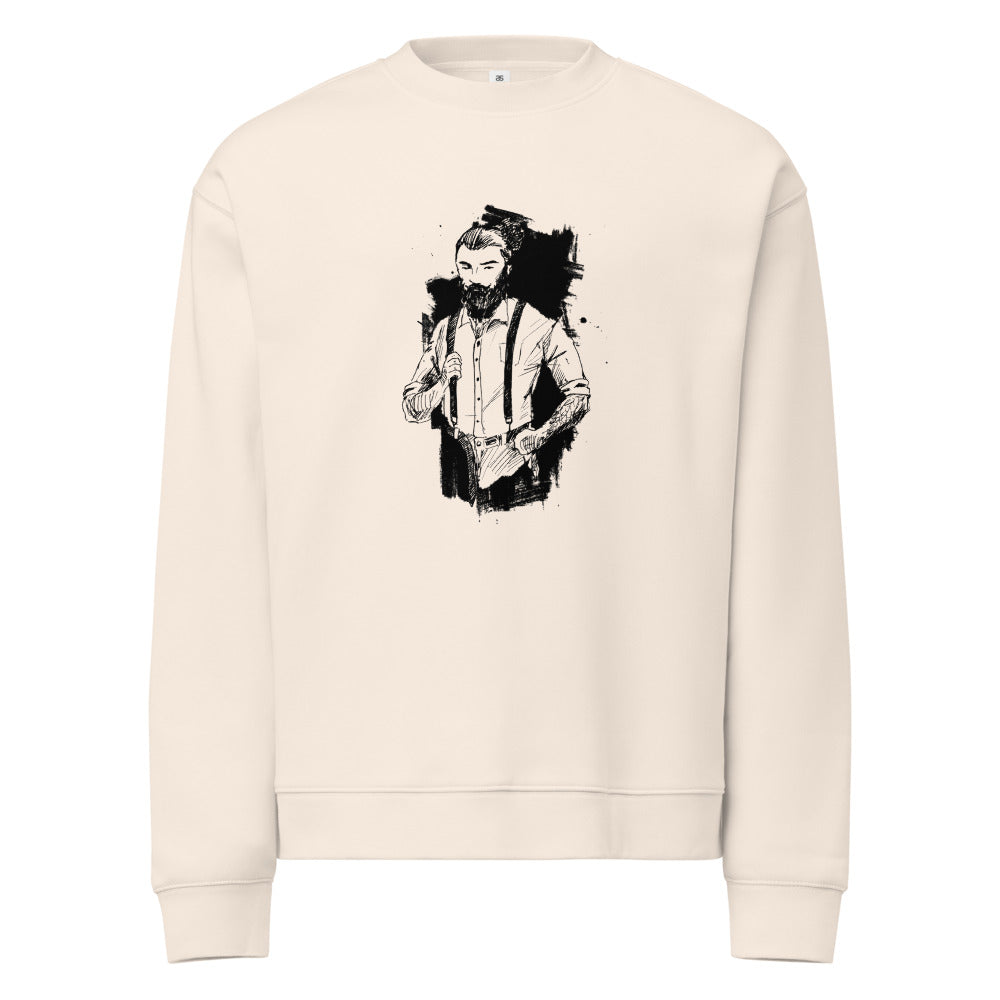Black & White bearded man suit | Unisex Relax Crew Neck Sweatshirt | AS Colour 5160