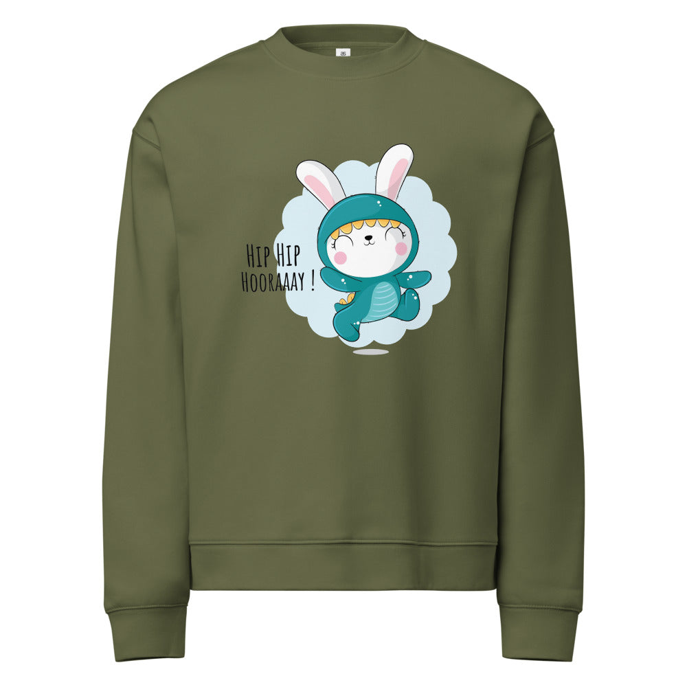 Green rabbit - HIP HIP HOORAAAY | Unisex Relax Crew Neck Sweatshirt | AS Colour 5160