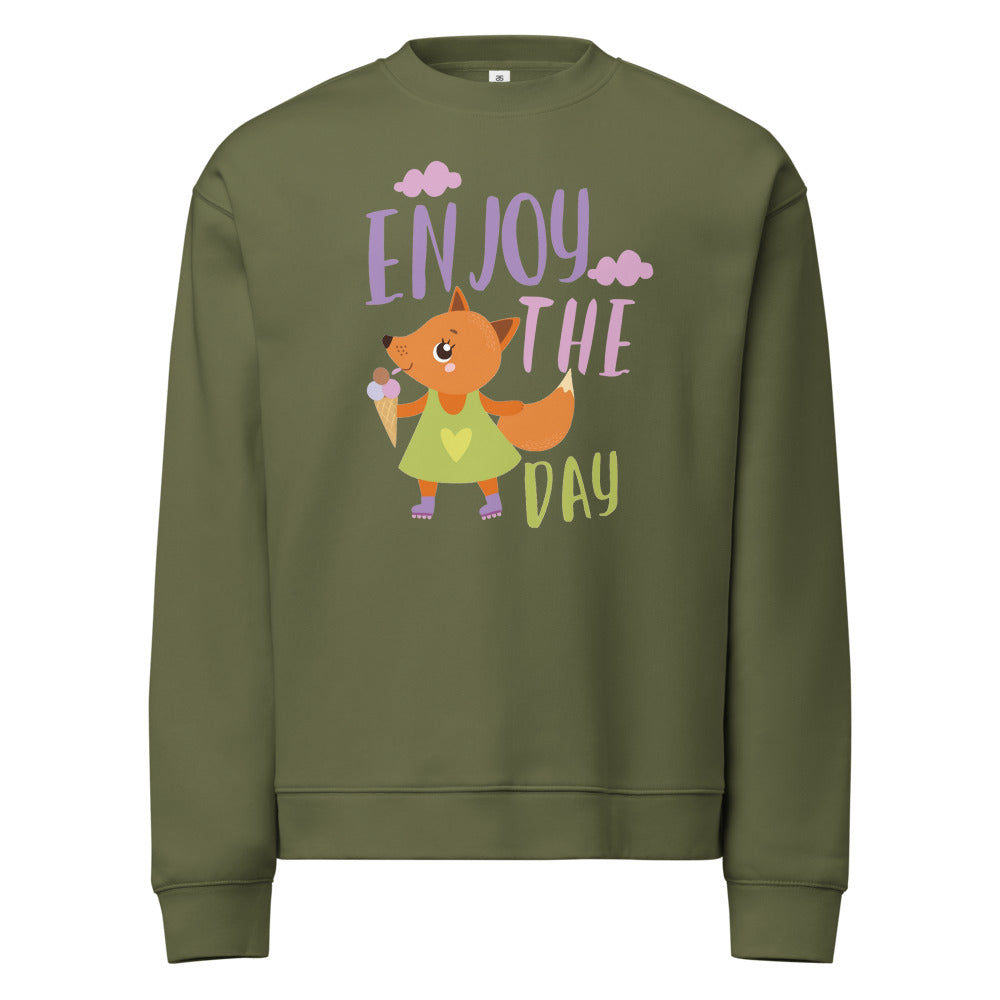 Orange fox - Ẹnoy the day | Unisex Relax Crew Neck Sweatshirt | AS Colour 5160