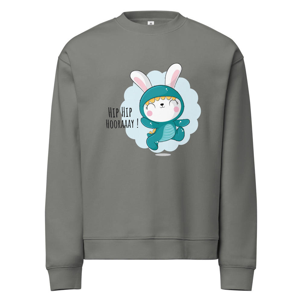 Green rabbit - HIP HIP HOORAAAY | Unisex Relax Crew Neck Sweatshirt | AS Colour 5160