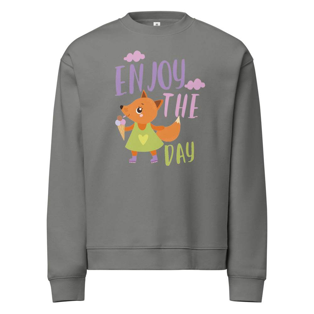 Orange fox - Ẹnoy the day | Unisex Relax Crew Neck Sweatshirt | AS Colour 5160