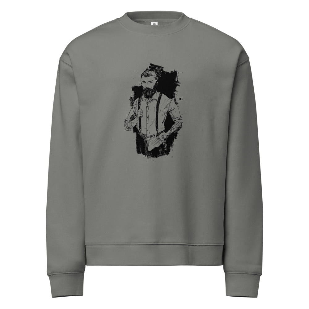 Black & White bearded man suit | Unisex Relax Crew Neck Sweatshirt | AS Colour 5160