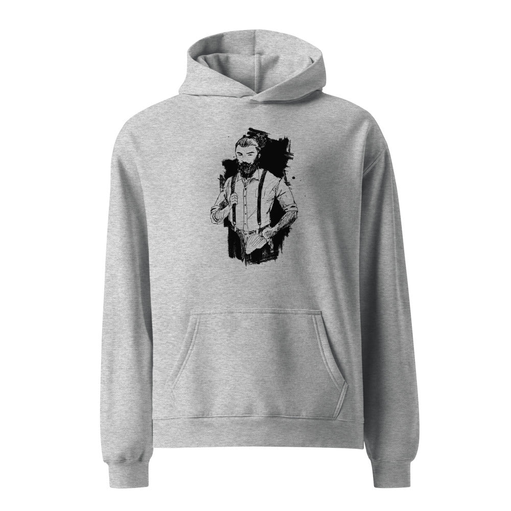 Black & White bearded man suit | Unisex Relax Hoodie | AS Colour 5161