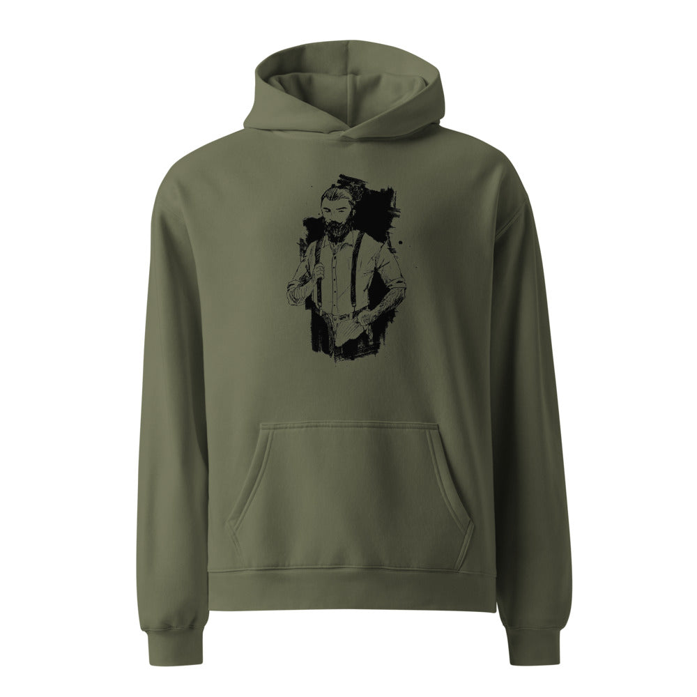 Black & White bearded man suit | Unisex Relax Hoodie | AS Colour 5161