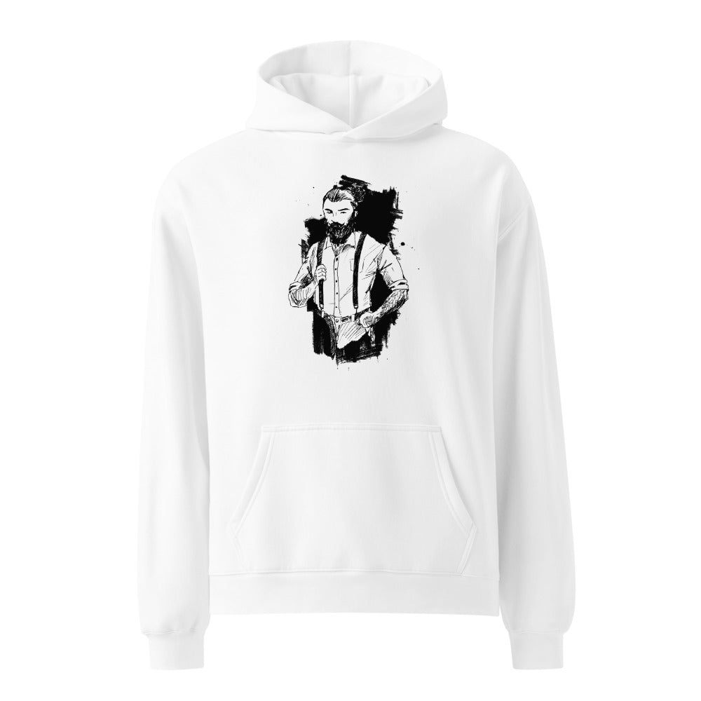 Black & White bearded man suit | Unisex Relax Hoodie | AS Colour 5161