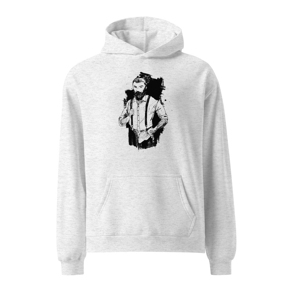 Black & White bearded man suit | Unisex Relax Hoodie | AS Colour 5161