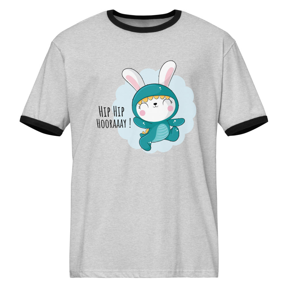 Green rabbit - HIP HIP HOORAAAY | Unisex Ringer T-Shirt | Next Level 3604