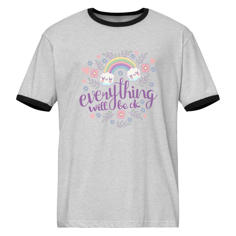 Rainbow - Everything will be ok | Unisex Ringer T-Shirt | Next Level 3604