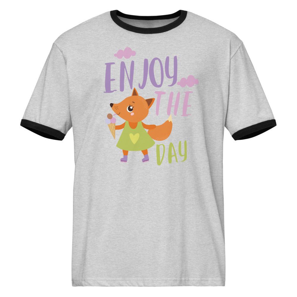Orange fox - Ẹnoy the day | Unisex Ringer T-Shirt | Next Level 3604