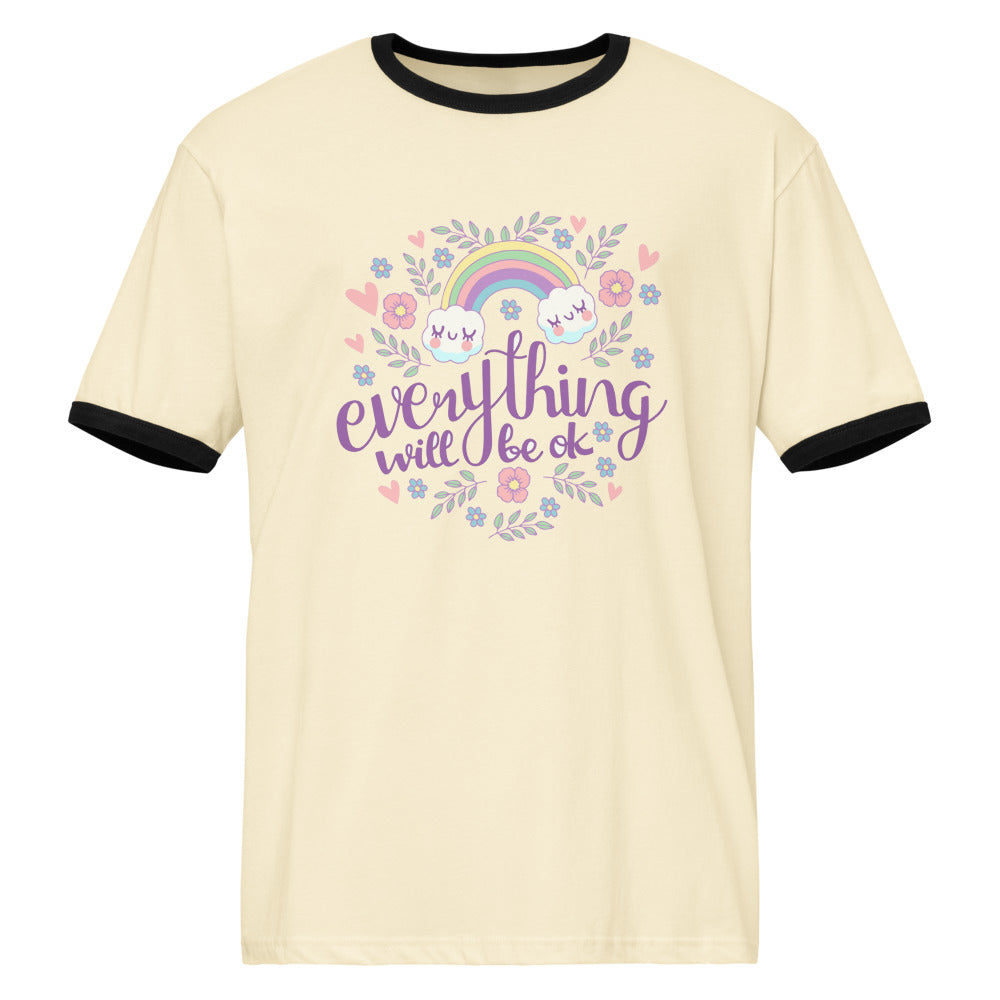 Rainbow - Everything will be ok | Unisex Ringer T-Shirt | Next Level 3604