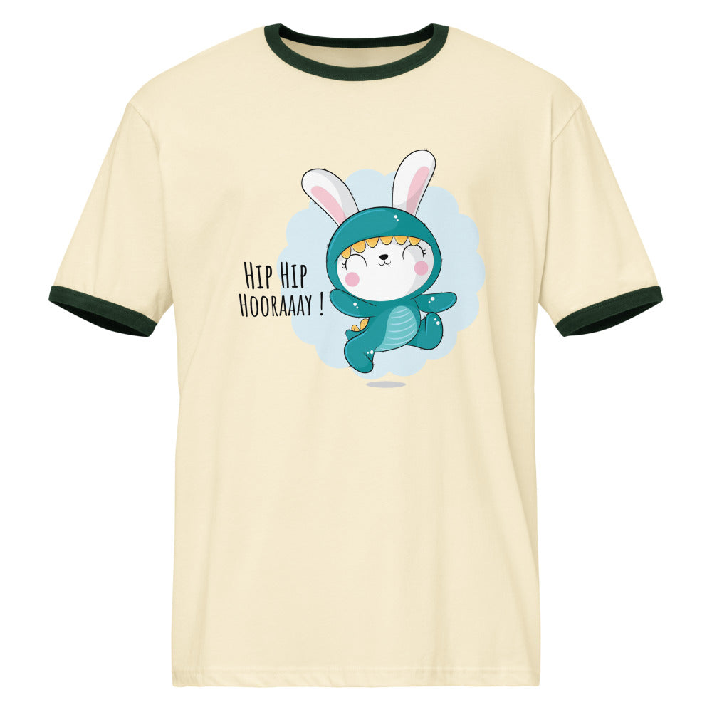 Green rabbit - HIP HIP HOORAAAY | Unisex Ringer T-Shirt | Next Level 3604