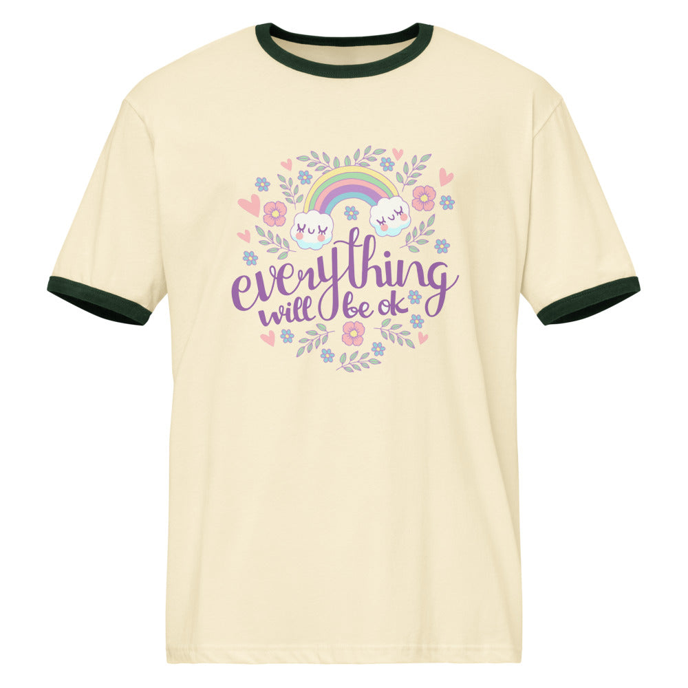 Rainbow - Everything will be ok | Unisex Ringer T-Shirt | Next Level 3604