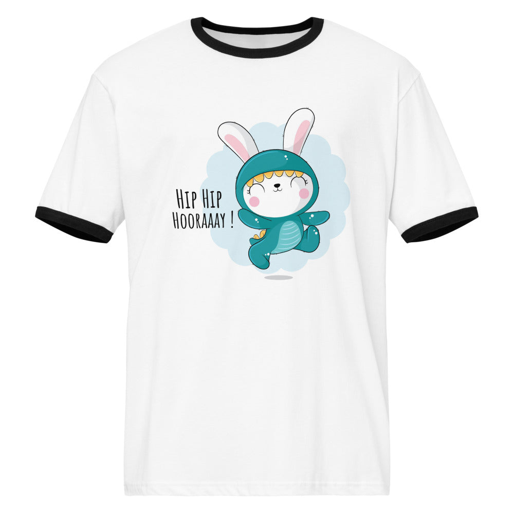 Green rabbit - HIP HIP HOORAAAY | Unisex Ringer T-Shirt | Next Level 3604