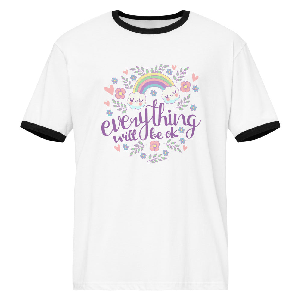Rainbow - Everything will be ok | Unisex Ringer T-Shirt | Next Level 3604