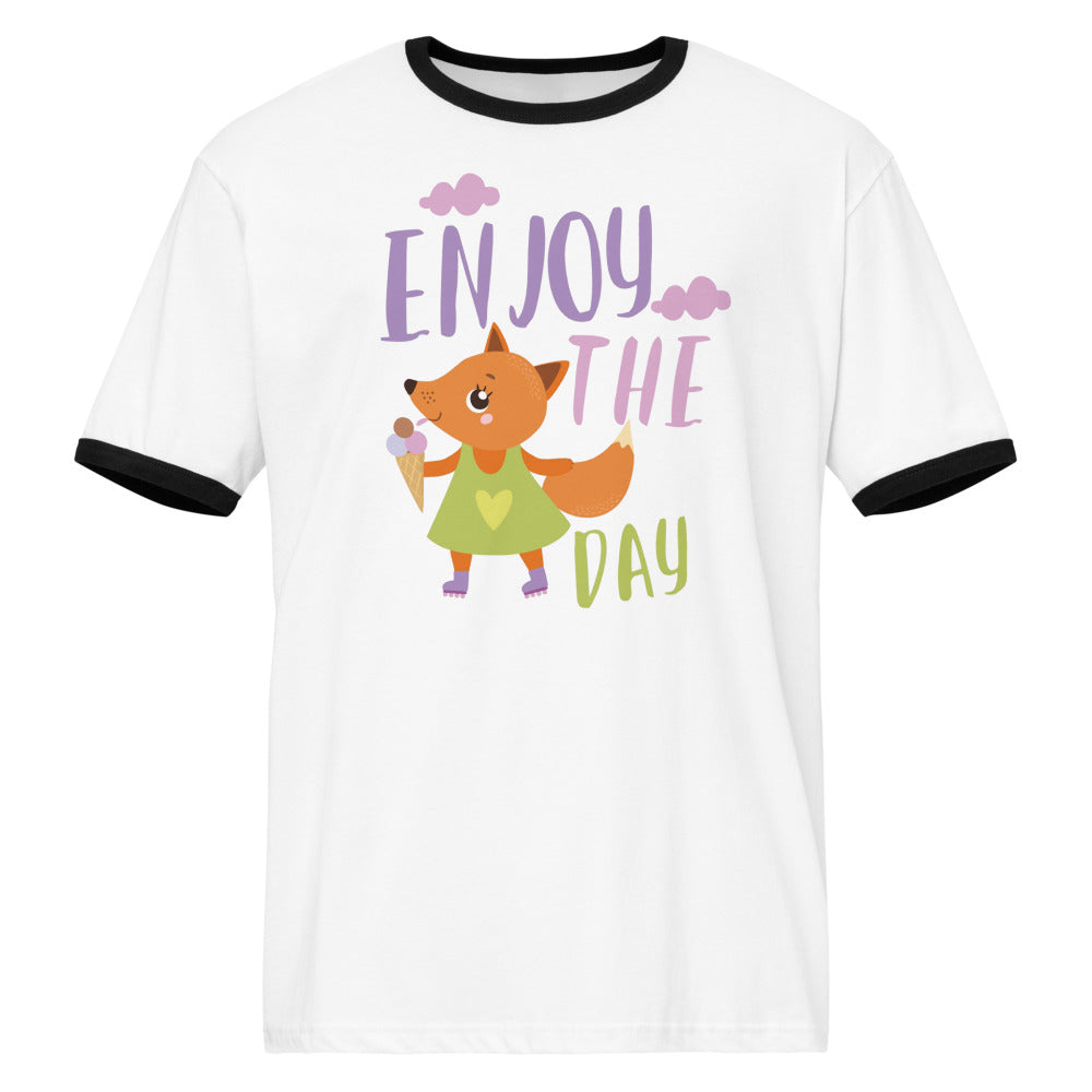 Orange fox - Ẹnoy the day | Unisex Ringer T-Shirt | Next Level 3604