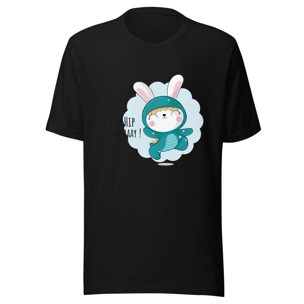 Green rabbit - HIP HIP HOORAAAY | Unisex Staple Eco T-Shirt | Bella + Canvas 3001ECO