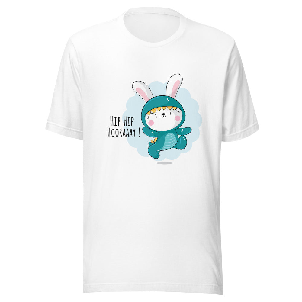 Green rabbit - HIP HIP HOORAAAY | Unisex Staple Eco T-Shirt | Bella + Canvas 3001ECO