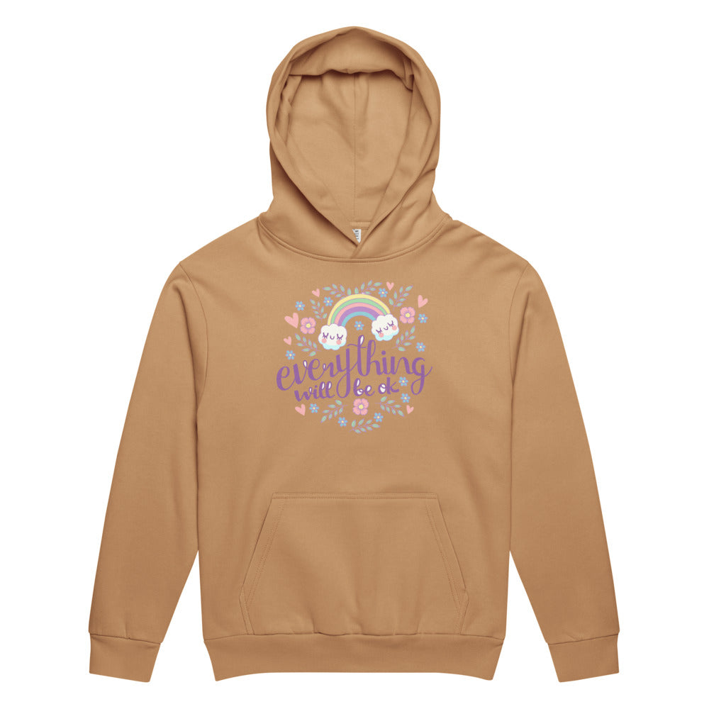 Rainbow - Everything will be ok | Unisex Urban Hoodie Garment Dyed | Lane Seven LS16001GD