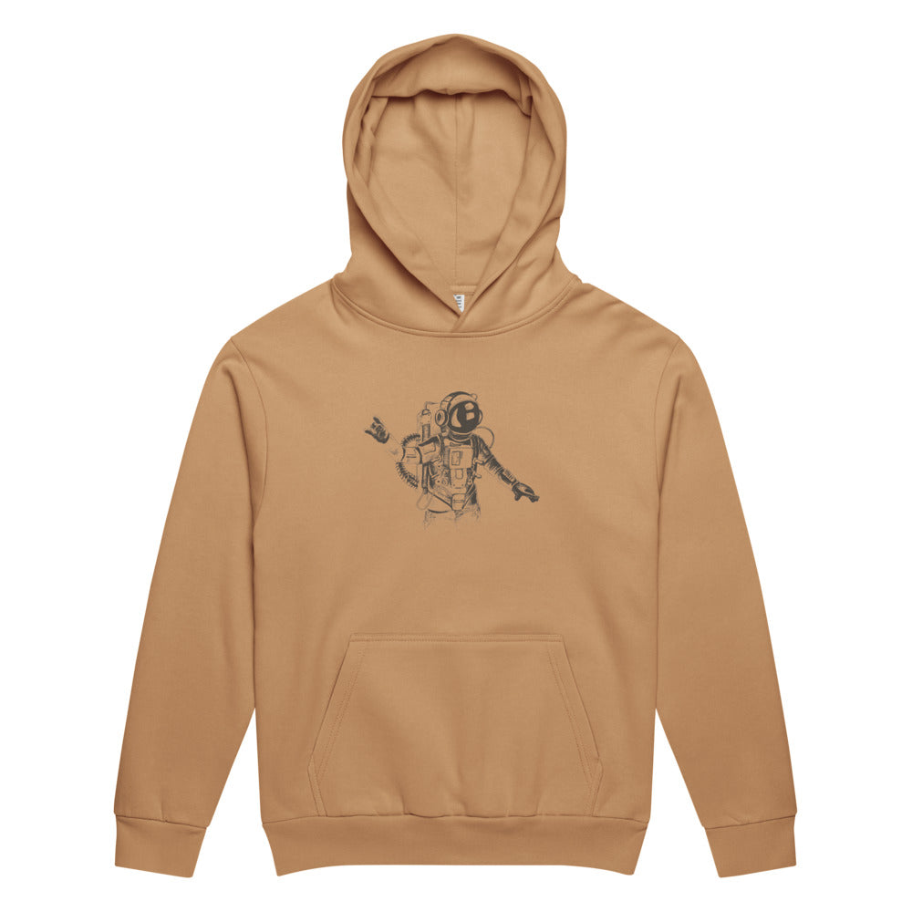 Black & white space travel man | Unisex Urban Hoodie Garment Dyed | Lane Seven LS16001GD