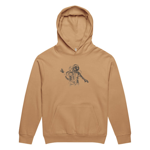 Black & white space travel man | Unisex Urban Hoodie Garment Dyed | Lane Seven LS16001GD