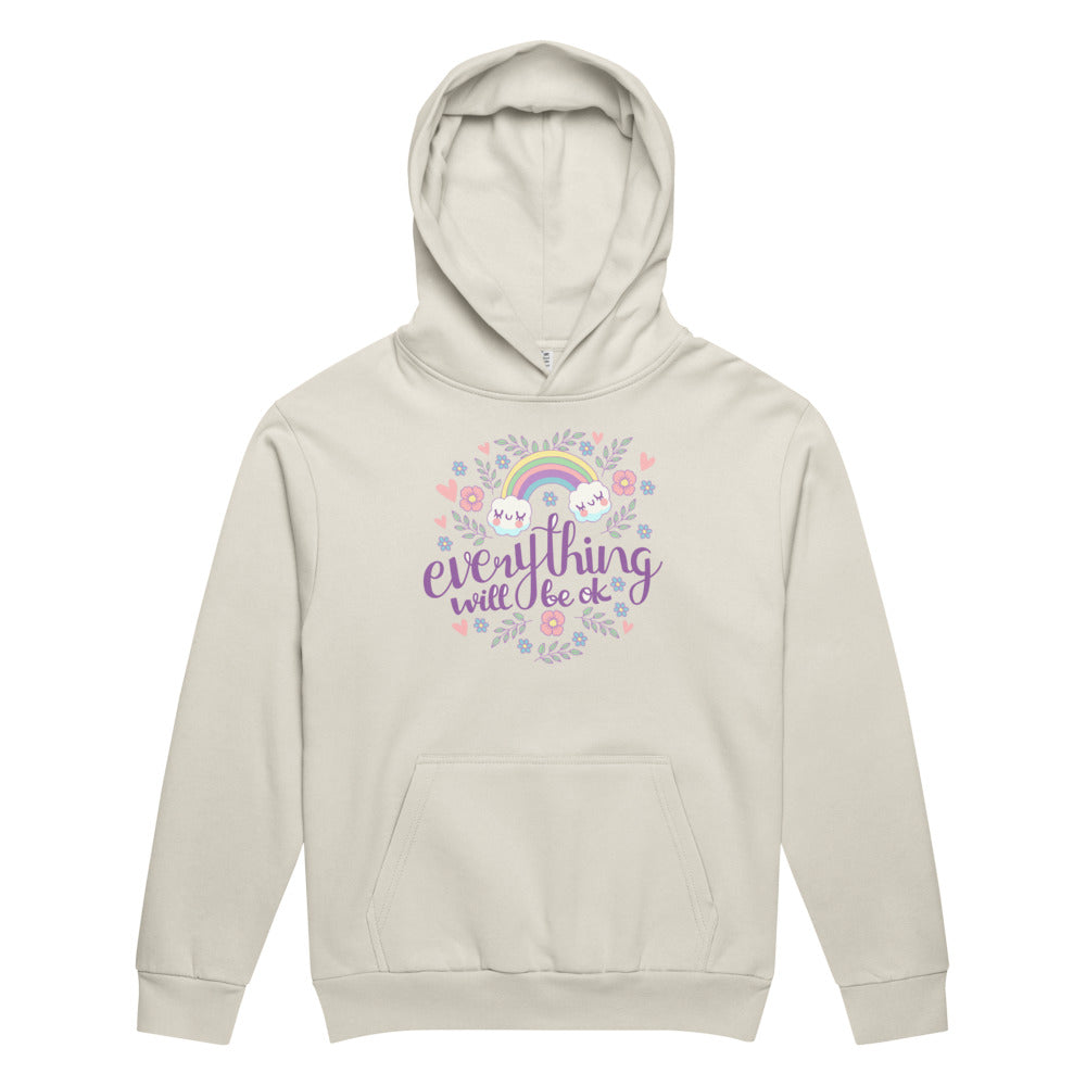 Rainbow - Everything will be ok | Unisex Urban Hoodie Garment Dyed | Lane Seven LS16001GD