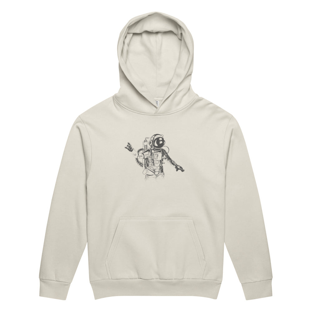 Black & white space travel man | Unisex Urban Hoodie Garment Dyed | Lane Seven LS16001GD