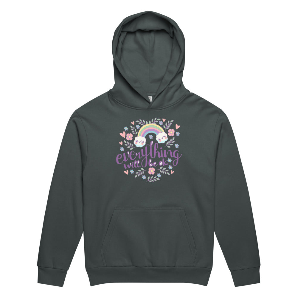 Rainbow - Everything will be ok | Unisex Urban Hoodie Garment Dyed | Lane Seven LS16001GD