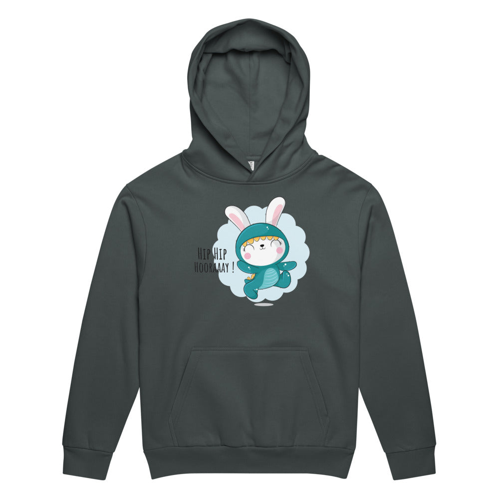Green rabbit - HIP HIP HOORAAAY | Unisex Urban Hoodie Garment Dyed | Lane Seven LS16001GD