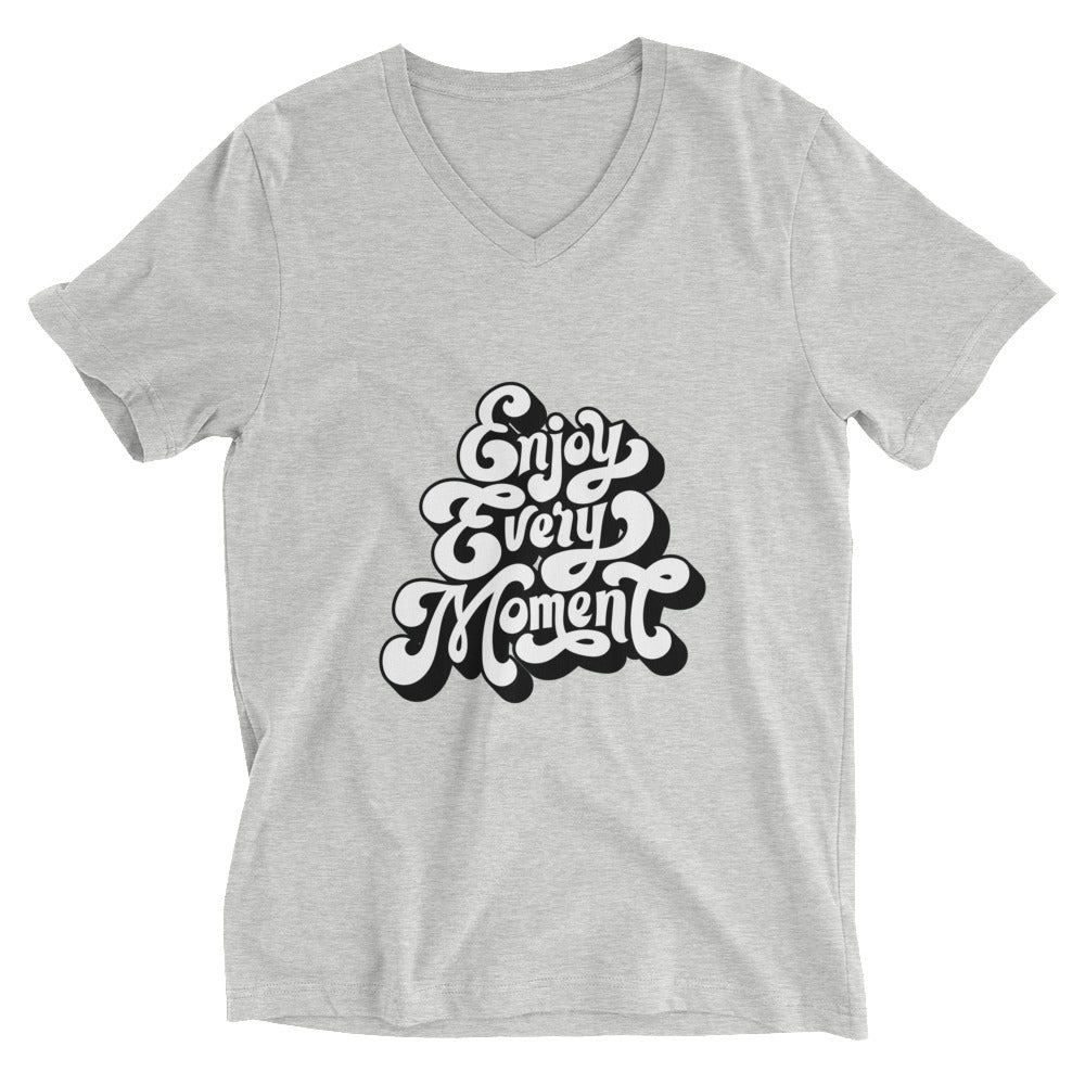 Enjoy every moments white | Unisex V-Neck Tee | Bella + Canvas 3005