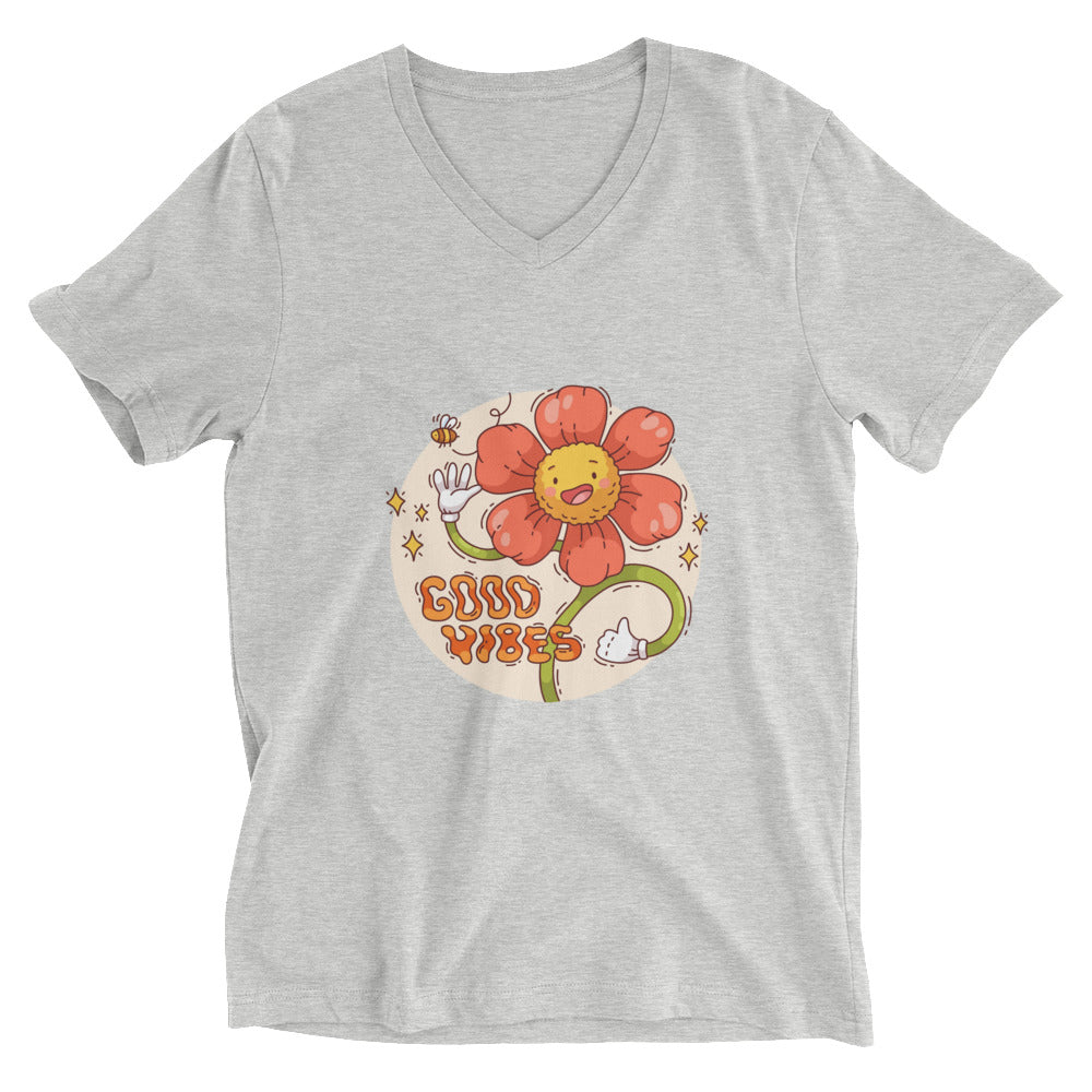 Good vides | Unisex V-Neck Tee | Bella + Canvas 3005