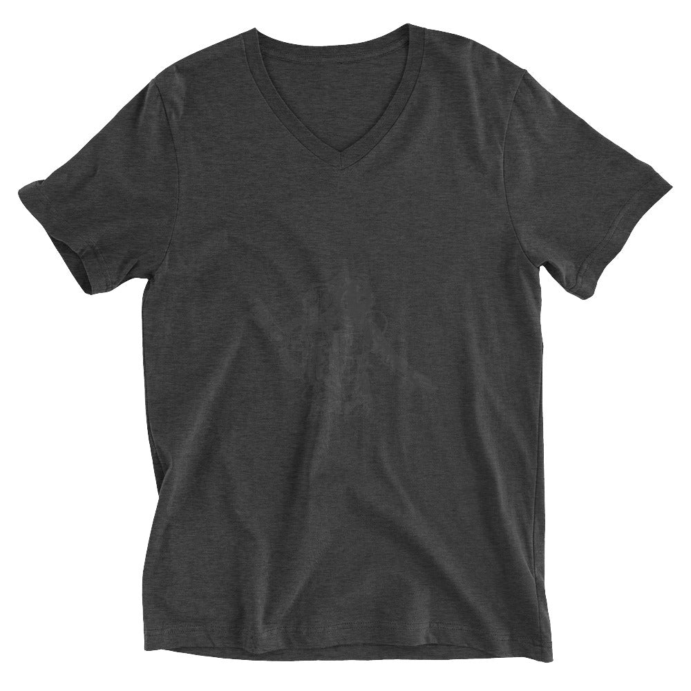 Black & white space travel man | Unisex V-Neck Tee | Bella + Canvas 3005