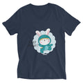 Green rabbit - HIP HIP HOORAAAY | Unisex V-Neck Tee | Bella + Canvas 3005