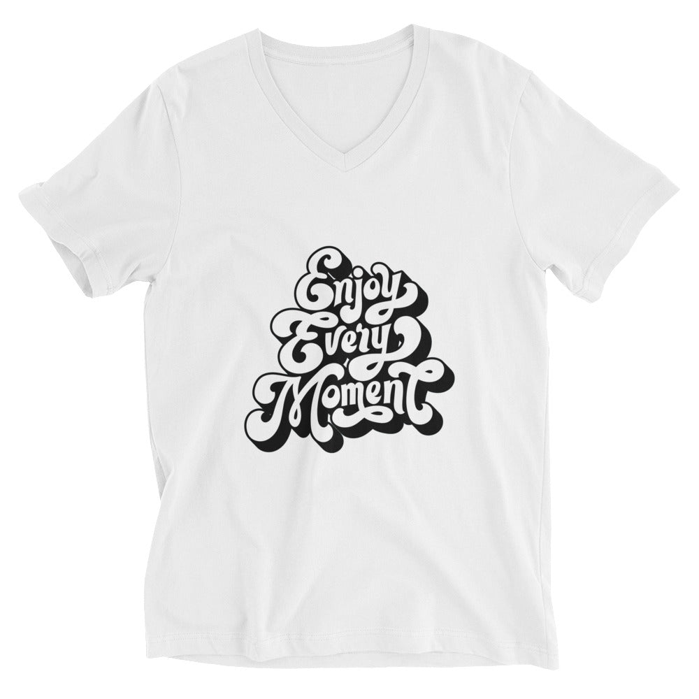 Enjoy every moments white | Unisex V-Neck Tee | Bella + Canvas 3005