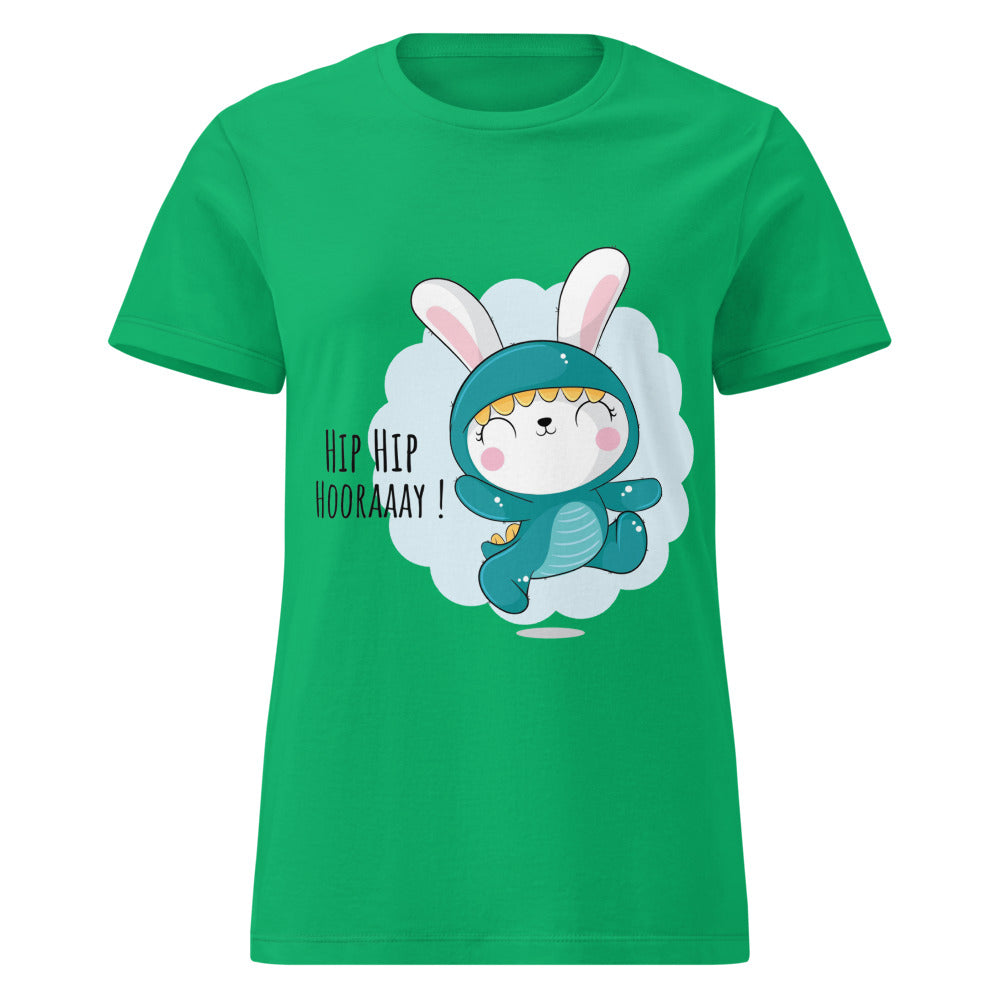 Green rabbit - HIP HIP HOORAAAY | Women's Basic Softstyle T-Shirt | Gildan 64000L