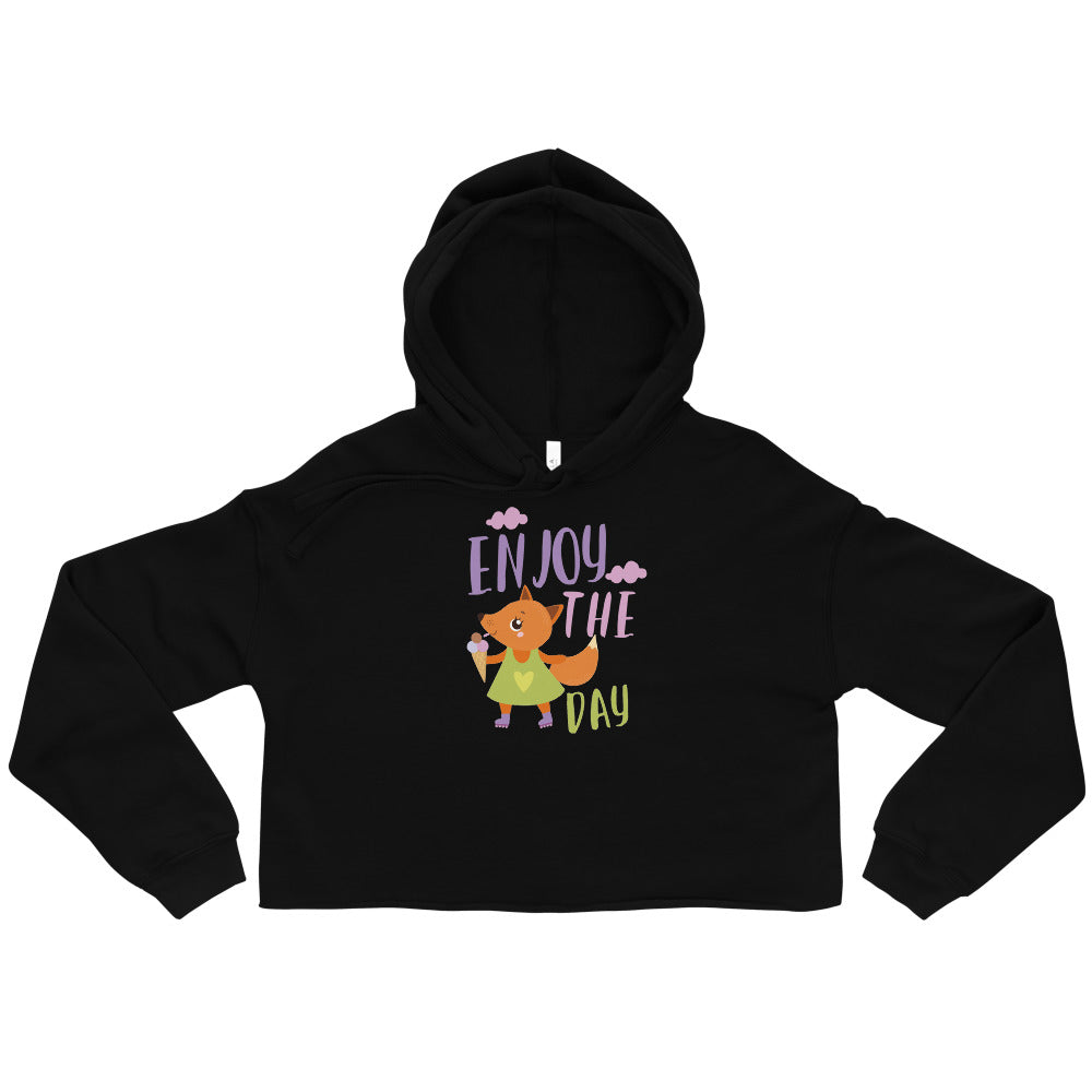 Orange fox - Ẹnoy the day | Women's Cropped Hoodie | Bella + Canvas 7502