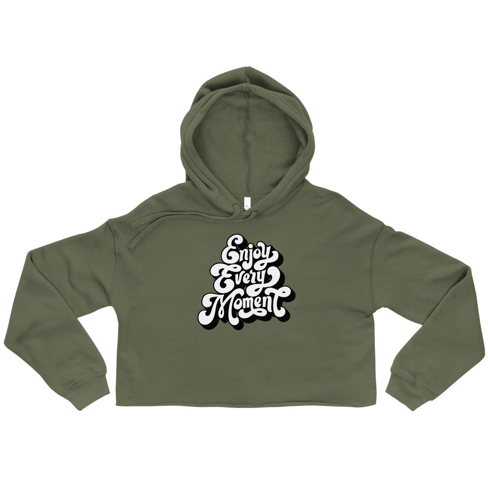 Enjoy every moments white | Women's Cropped Hoodie | Bella + Canvas 7502