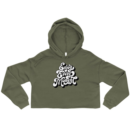 Enjoy every moments white | Women's Cropped Hoodie | Bella + Canvas 7502