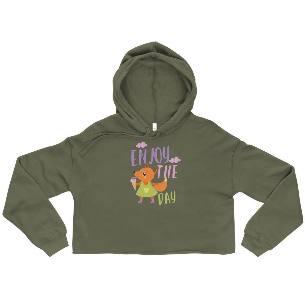 Orange fox - Ẹnoy the day | Women's Cropped Hoodie | Bella + Canvas 7502