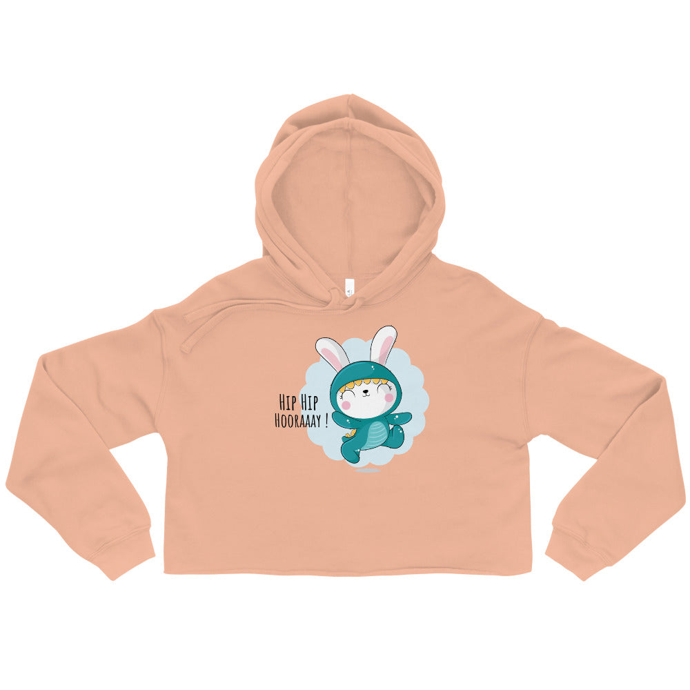Green rabbit - HIP HIP HOORAAAY | Women's Cropped Hoodie | Bella + Canvas 7502