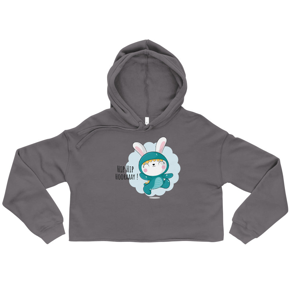 Green rabbit - HIP HIP HOORAAAY | Women's Cropped Hoodie | Bella + Canvas 7502