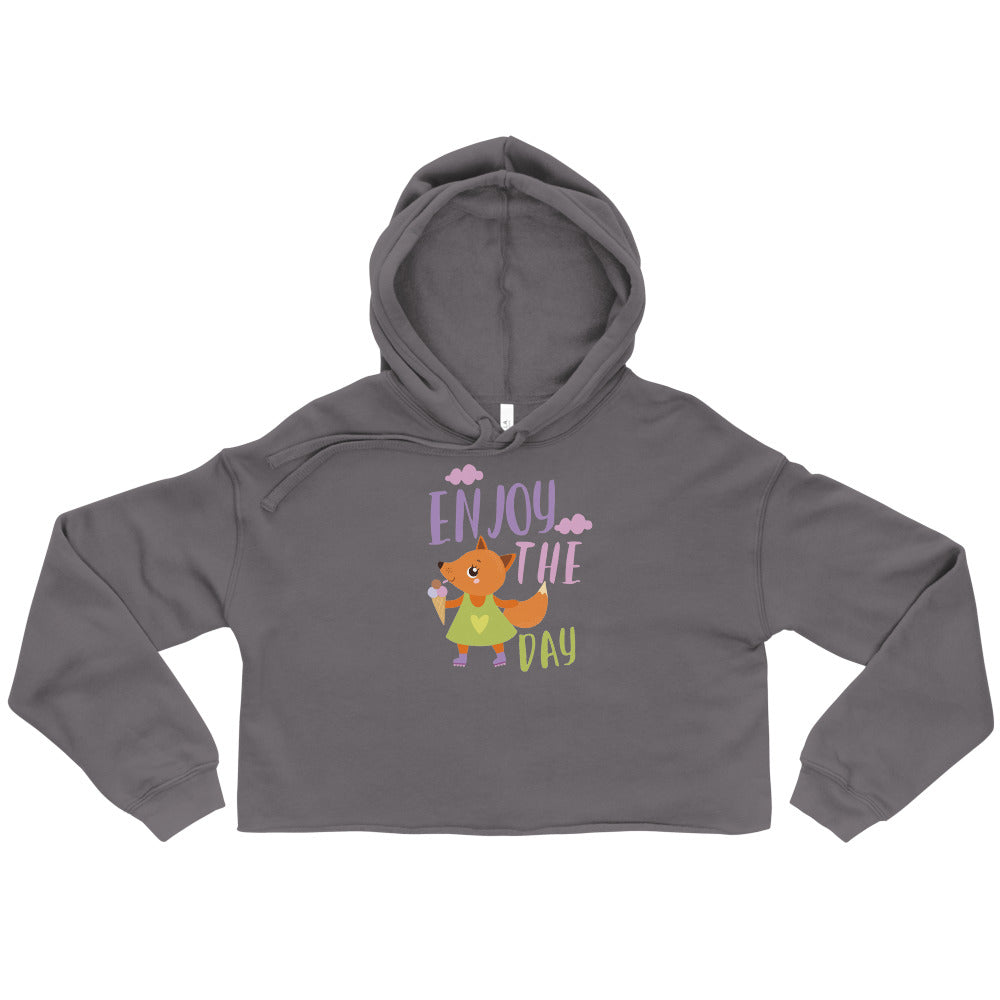 Orange fox - Ẹnoy the day | Women's Cropped Hoodie | Bella + Canvas 7502
