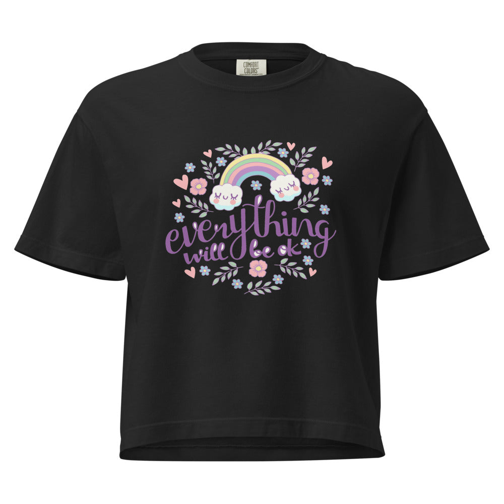 Rainbow - Everything will be ok | Women's Heavyweight Boxy T-Shirt | Comfort Colors 3023CL