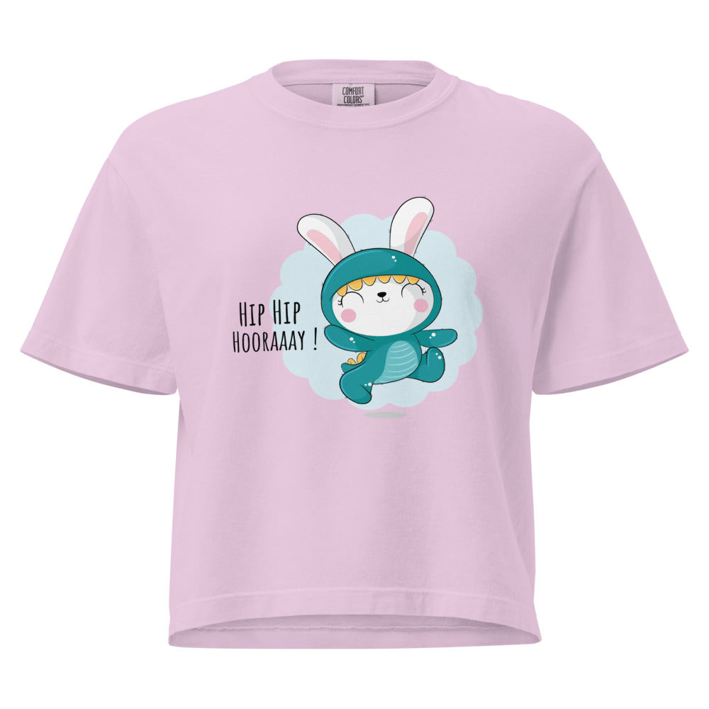Green rabbit - HIP HIP HOORAAAY | Women's Heavyweight Boxy T-Shirt | Comfort Colors 3023CL
