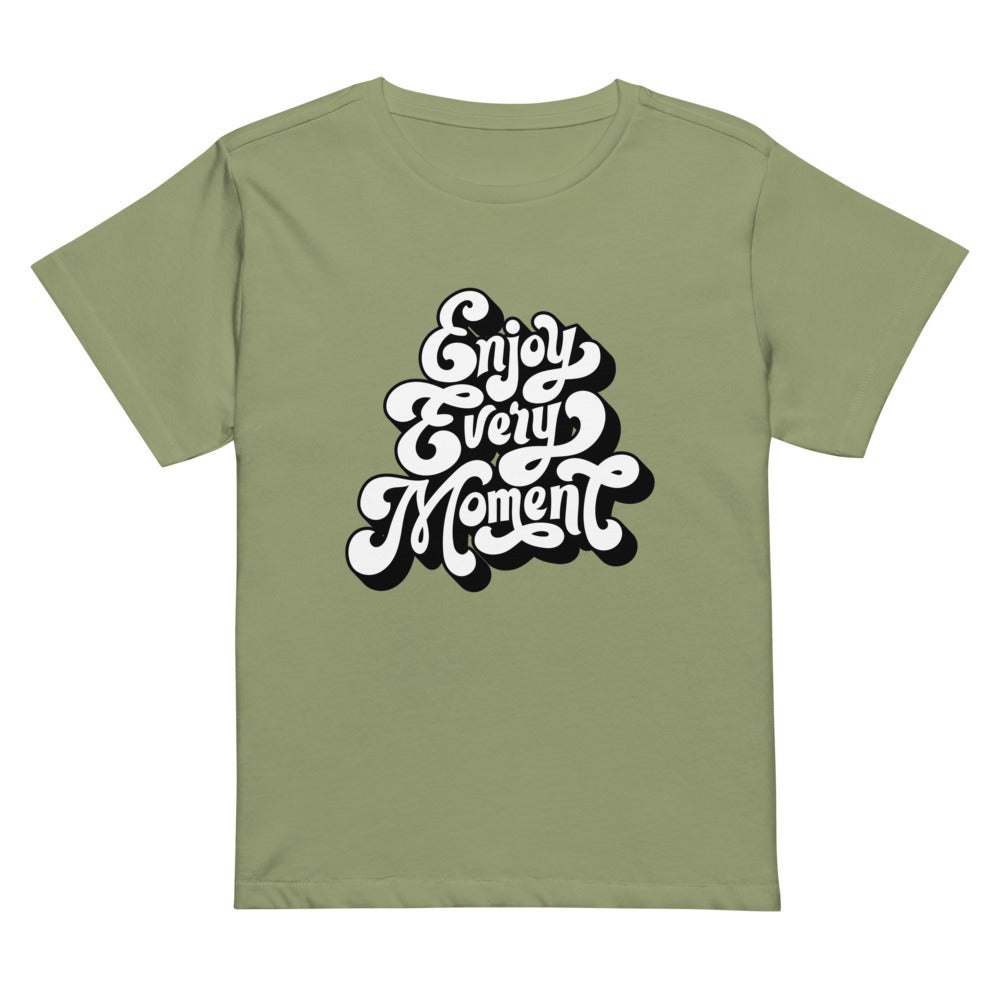 Enjoy every moments white | Women's High-Waisted Tee | Cotton Heritage OW1086